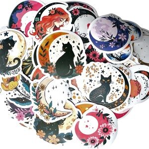 Cat and Moon Stickers